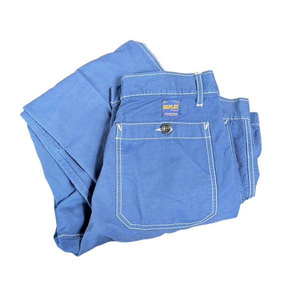Vintage Y2k 90s Replay Blue Cargo Work Pants size 33 - Picture 2 of 14